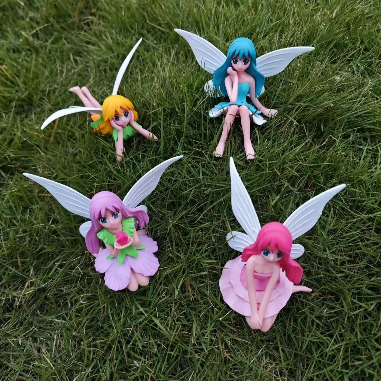 

4Pcs Miniature Fairy Birthday Cake TopperGarden Accessories, Small Fairy Figurines folGarden Flower Pot Car Home Decoratior
