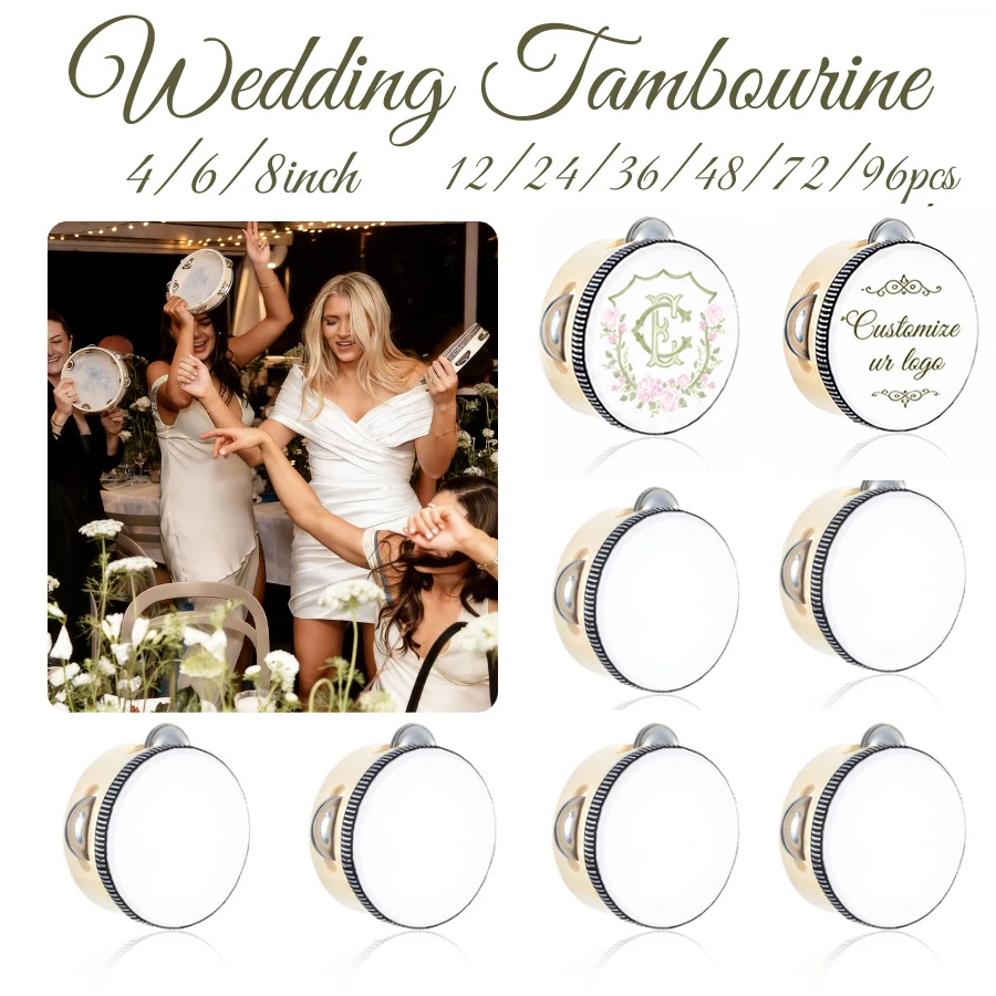 50-180 Tambourins de Mariage pour Adultes, Tambourins à Main, Instruments Sonores pour Église, Mariage, Fête, 4/6/8 Pouces