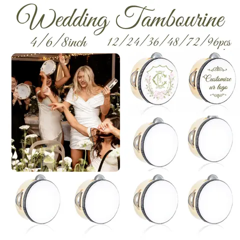 50-180Pcs Wedding Tambourine Drums for Adults Hand Drum Noise Makers Tambourine for Church Wedding Party Favor 4/6/8IN