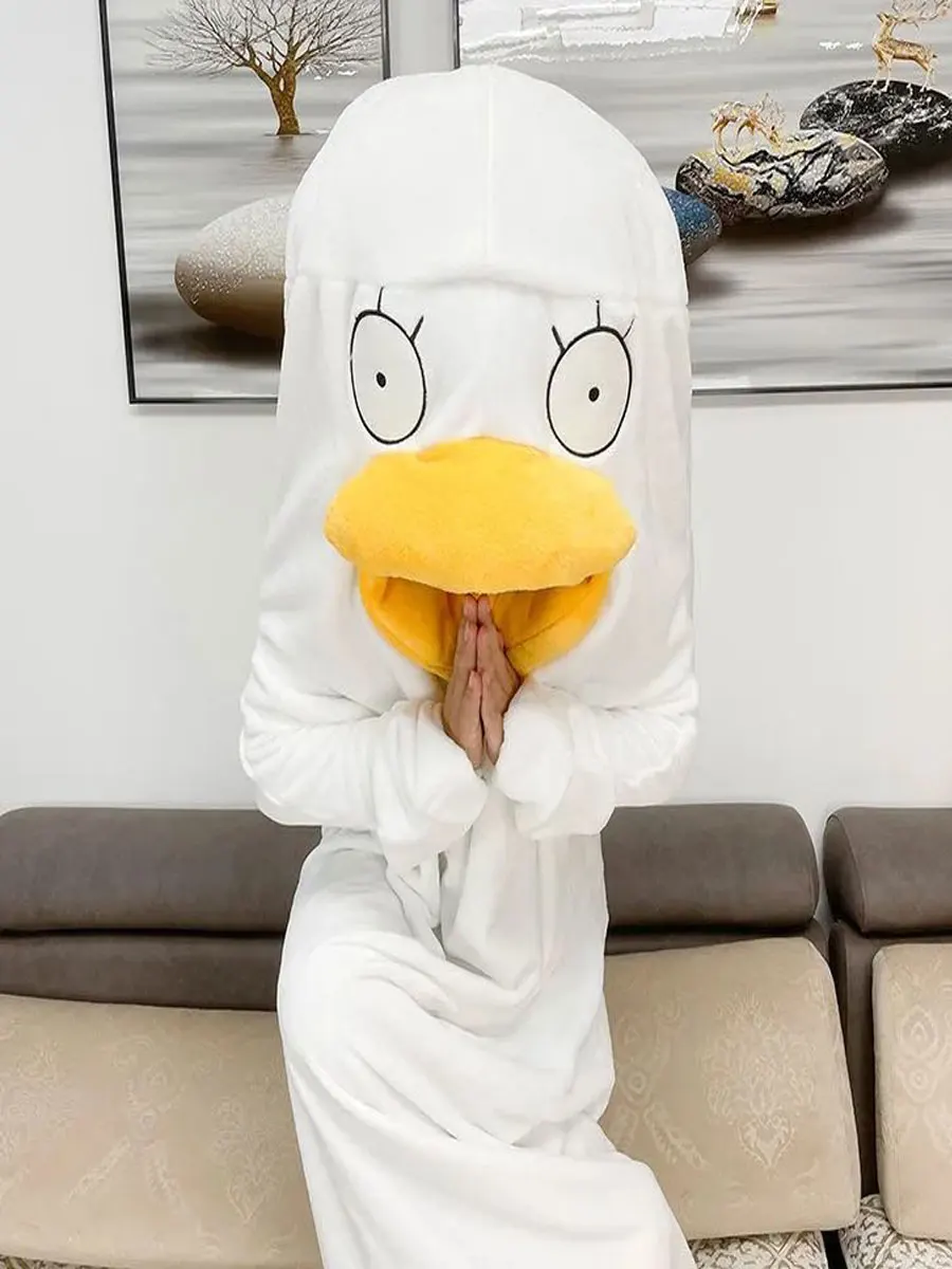 In Stock Nightwear Elizabeth Women'S Autumn And Winter Coral Fleece One-Piece Plush Duck Sleeping Bag Men'S Couple Funny Gift