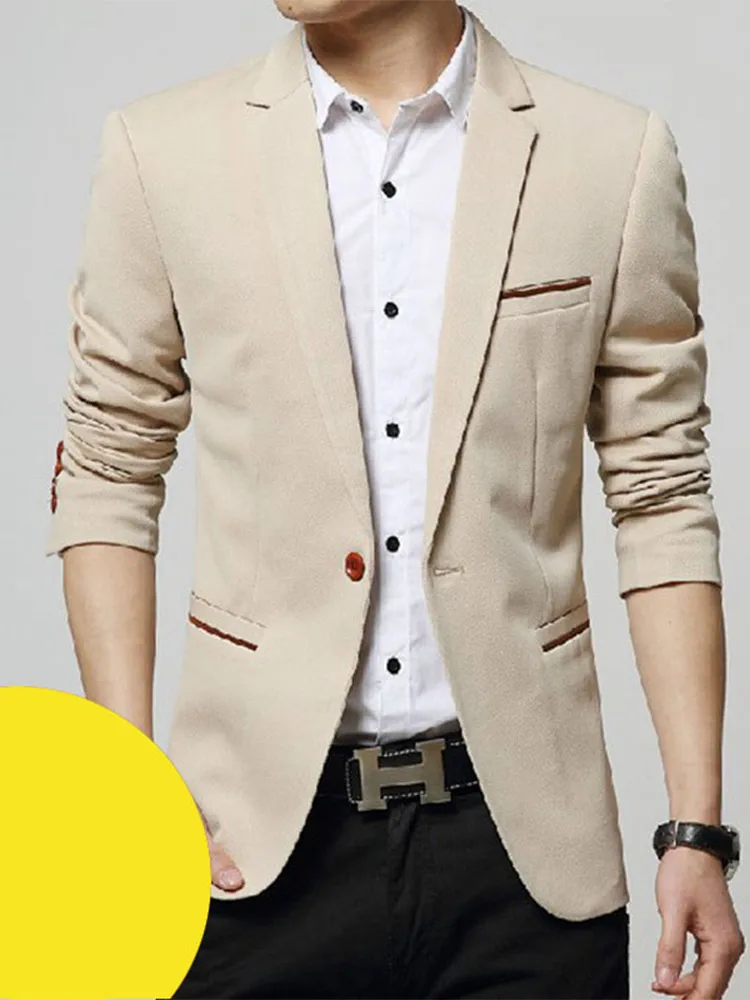 2024 Spring Autumn New Men Casual Suit One Button Fashion Business Office Solid Color Pocket Slim Blazer Coat Plus Size 5XL