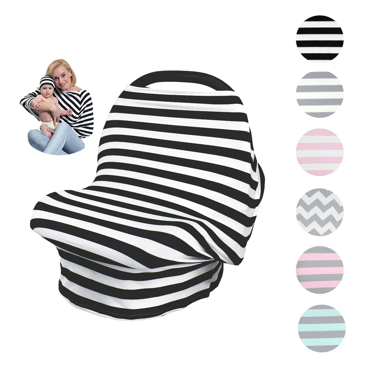 Baby Nursing Cover & Nursing Poncho Infant Carseat Canopy Stretchy Soft Breathable Multi-Use Cover for Baby Stroller Car Seat