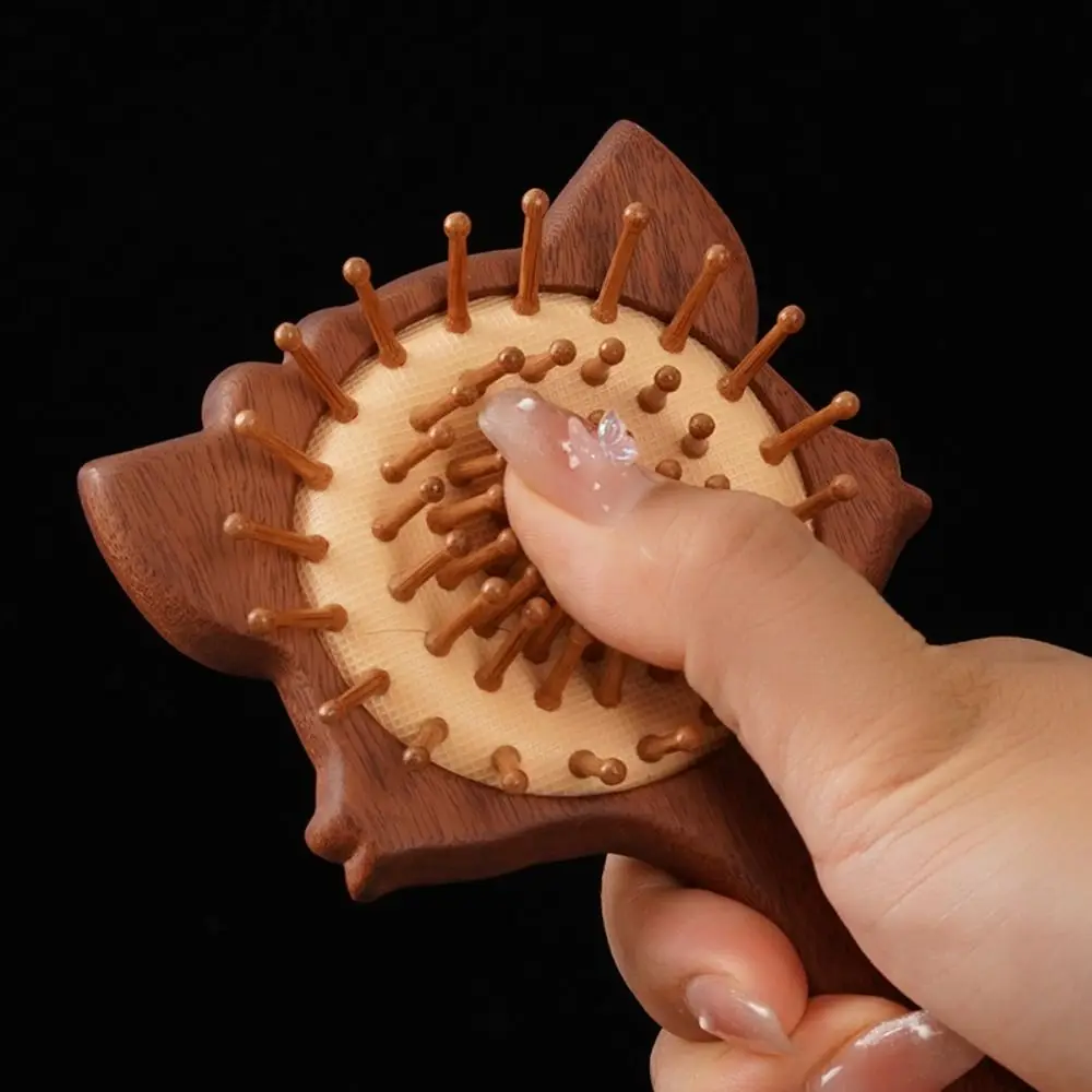 New Fox Cat Shape Sandalwood Hair Comb Relieve Scalp Air Cushion Airbag Comb Portable Anti Static Massage Comb Hair Care