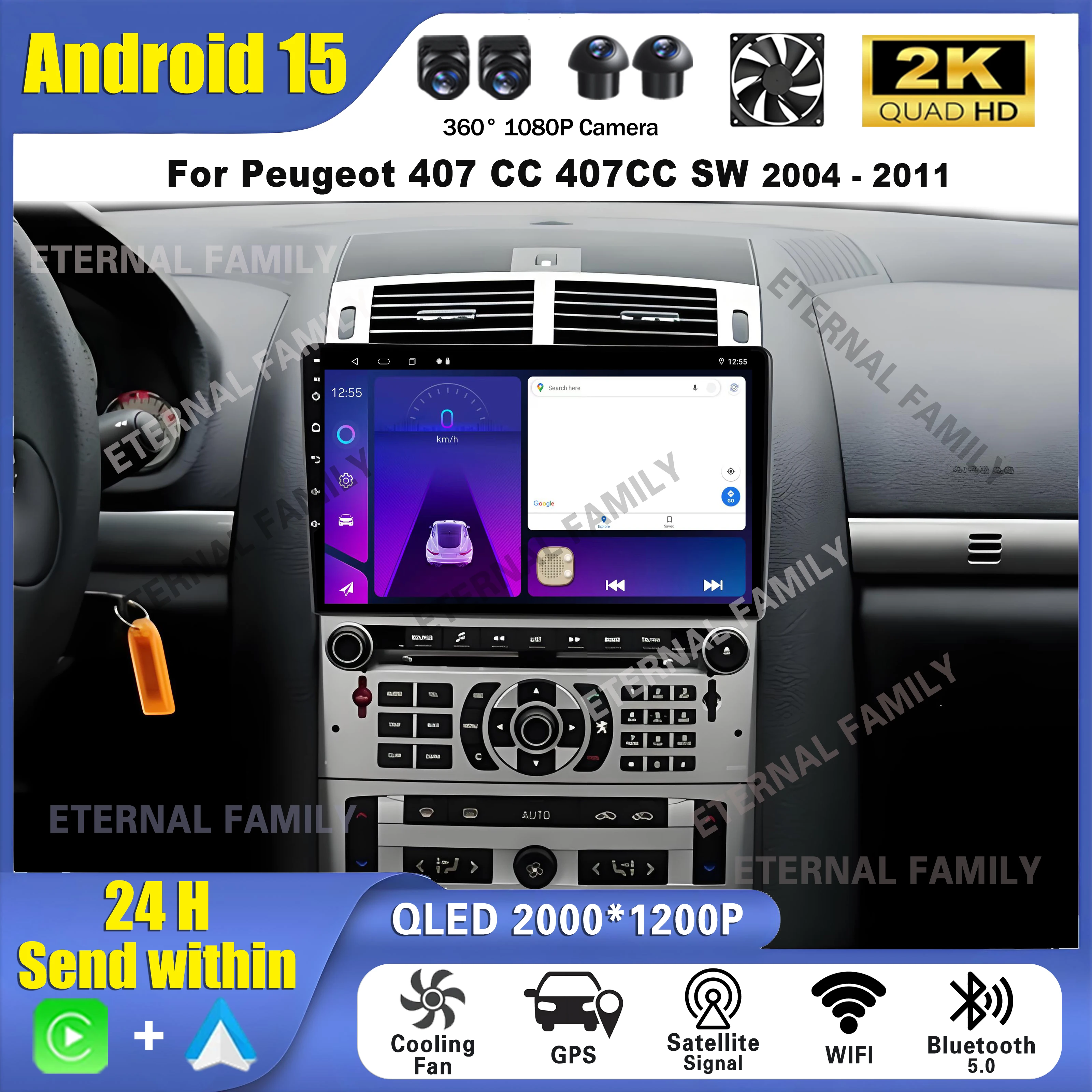 Автомобильное радио Android 15, для Peugeot 407 CC SW 407CC 2004-2011, стерео мультимедийное авторадио, авторадио, видео, аудио, головное устройство