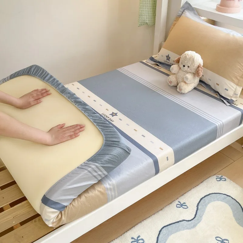 2025 new cotton printing student dormitory bed hat series anti-mite two-piece set single bed hat comfortable and breathable