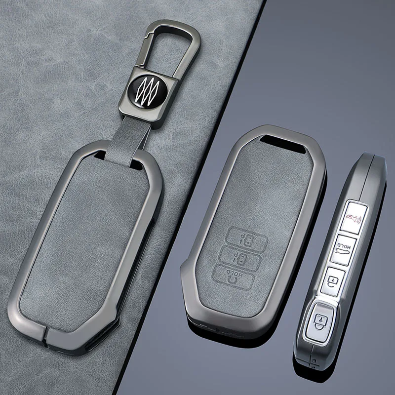 leather Zinc Alloy Car Key Case Cover For Kia K5 K7 K8 EV6 V6 Sportage Ray Sorento MQ4 Soul Telluride Cerato Keychain