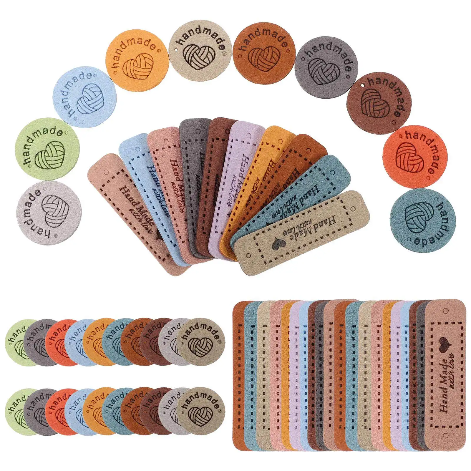 60 uds etiquetas hechas a mano etiquetas de tela coloridas para proyectos de costura de tejido de ganchillo accesorios de ropa Diy etiquetas duraderas para
