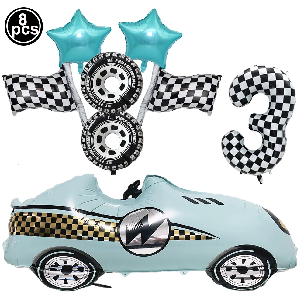 Große Cartoon Blau Racing Auto Nummer Digital Ballon Set Jungen Geburtstag Party Baby Dusche Rennwagen Party Decor Kinder Bevorzugung Geschenke – Detail 3