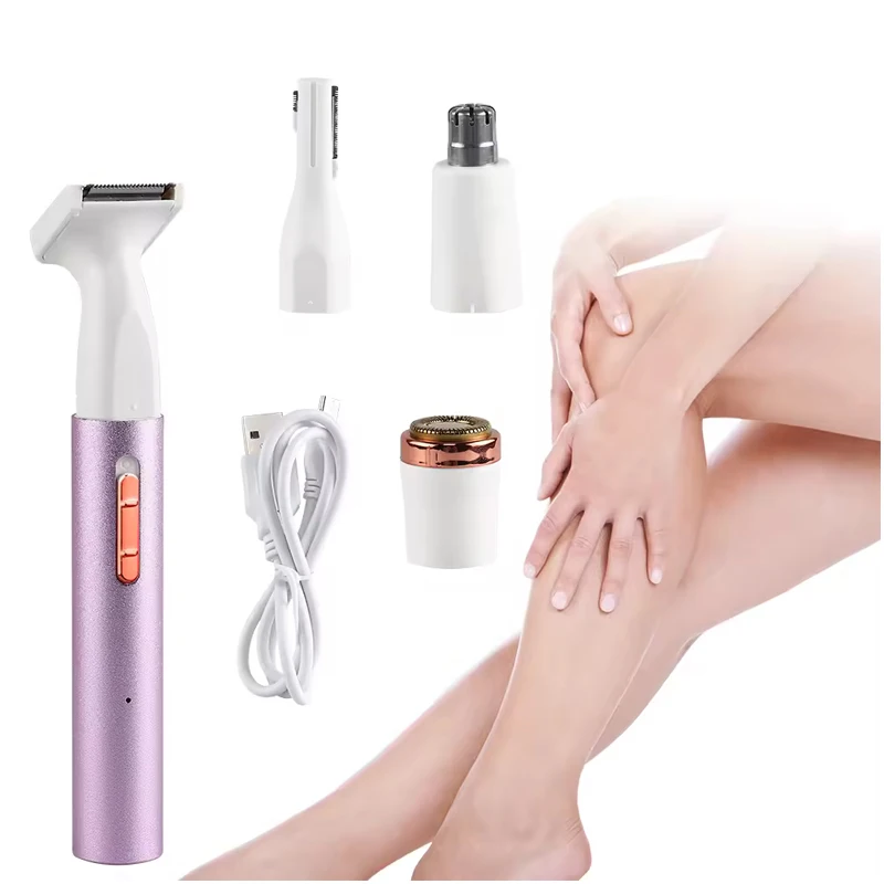 4-in-1 wiederaufladbarer Augenbrauentrimmer und Gesichtshaarentferner für Frauen