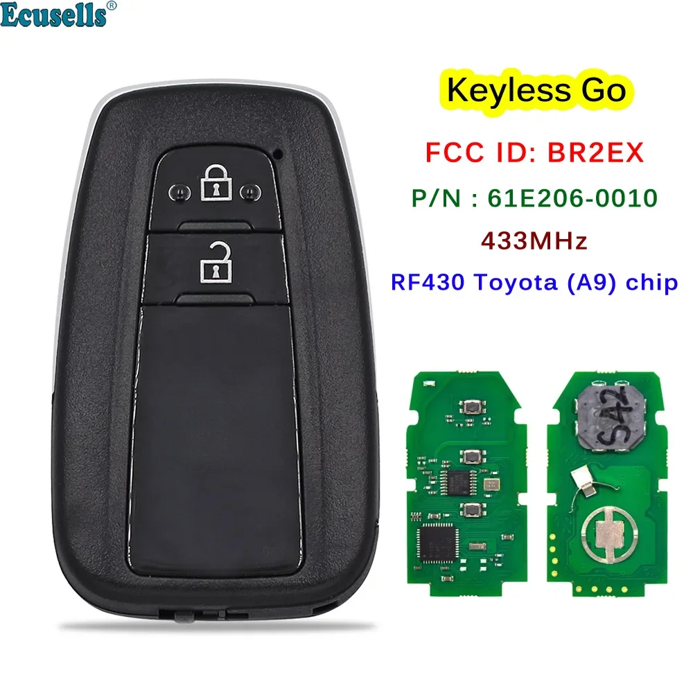 

2 Button Keyless Go Proximity Smart Remote Key Fob for Toyota C-HR 2018 with 433mhz Board 61E206-0010 MDL BR2EX