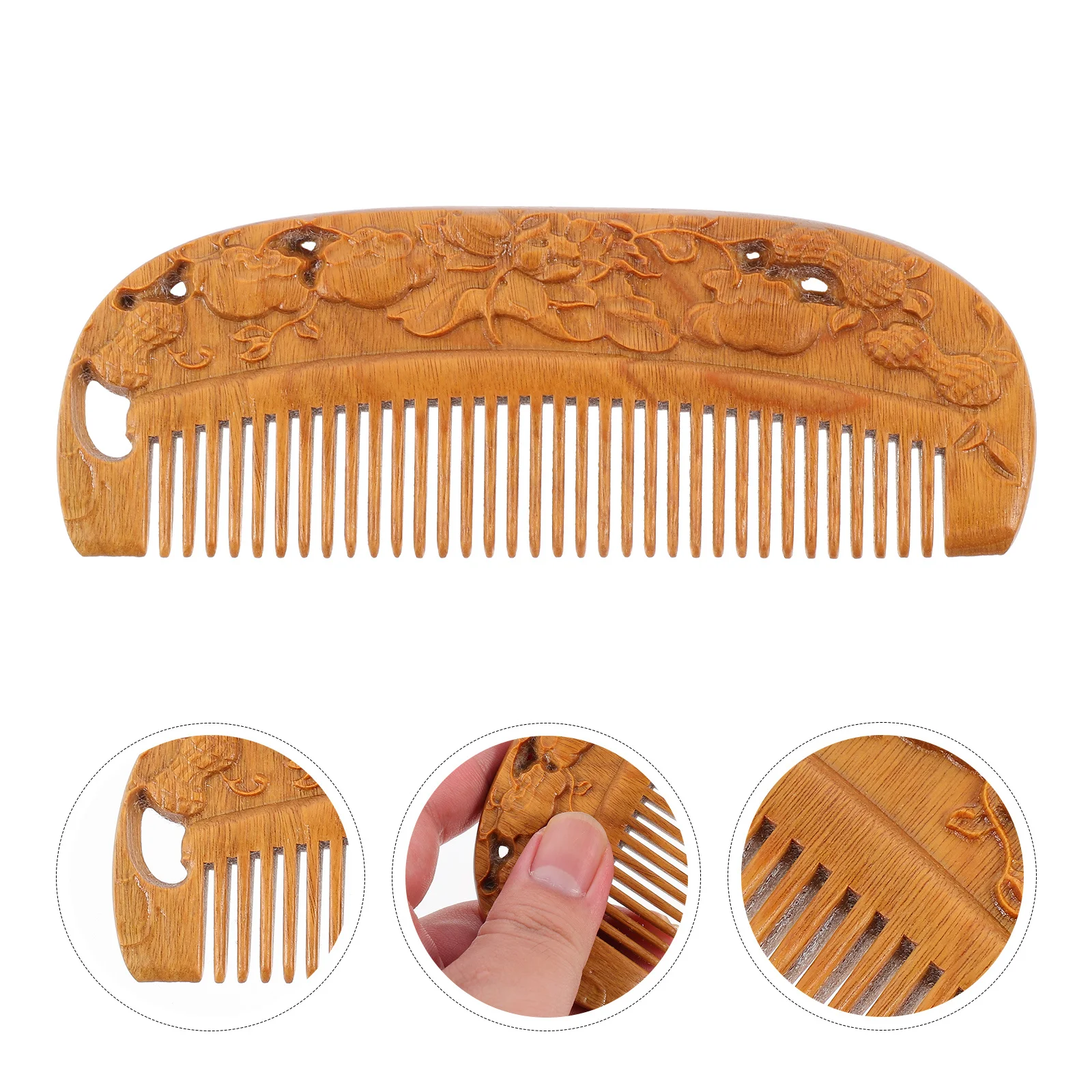 

1Pcs Natural Sandalwood Hair Comb Polished Teeth Detangling Massage Scalp Relax Hair Care Prevent Breakage Home Salon