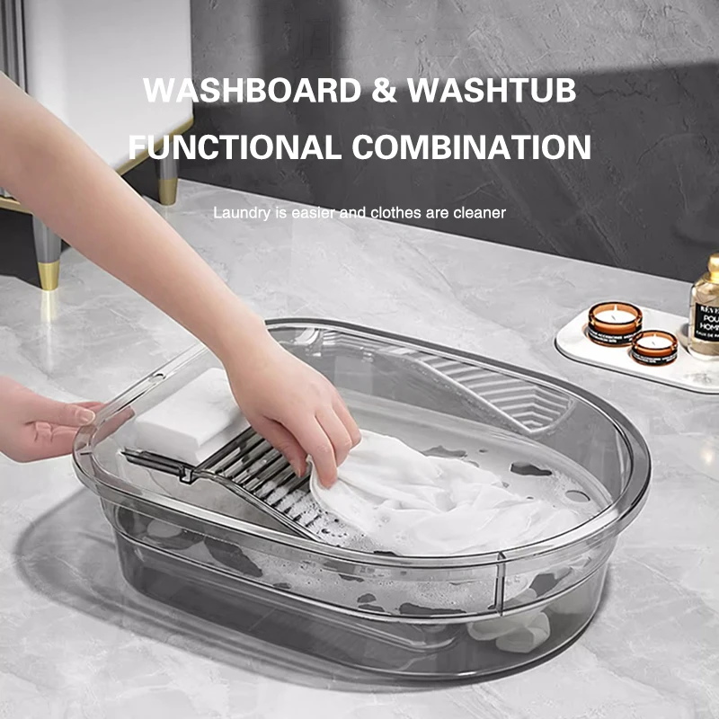 Thickened Washing Board Plastic Washtub with Washboard Laundry Tub Washtub Washing Kid Baby Clothes Washing Board Cleaning Tools