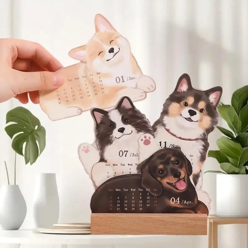 2026 Cute Cat Dog Series Desk Calendar Table Planner Yearly Agenda Organizer Memo Notes For Home Office School Daily Scheduler
