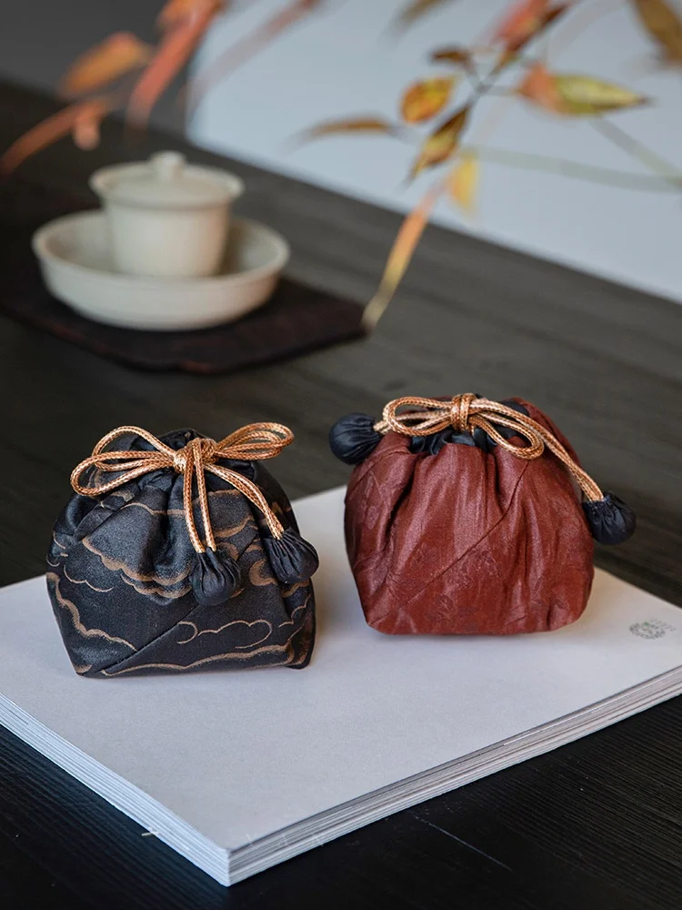 

Сумка-органайзер для чайной посуды ручной работы в китайском дзен-стиле, двусторонняя, из шелковой ткани, для хранения чайников и чашек, портативная, для путешествий