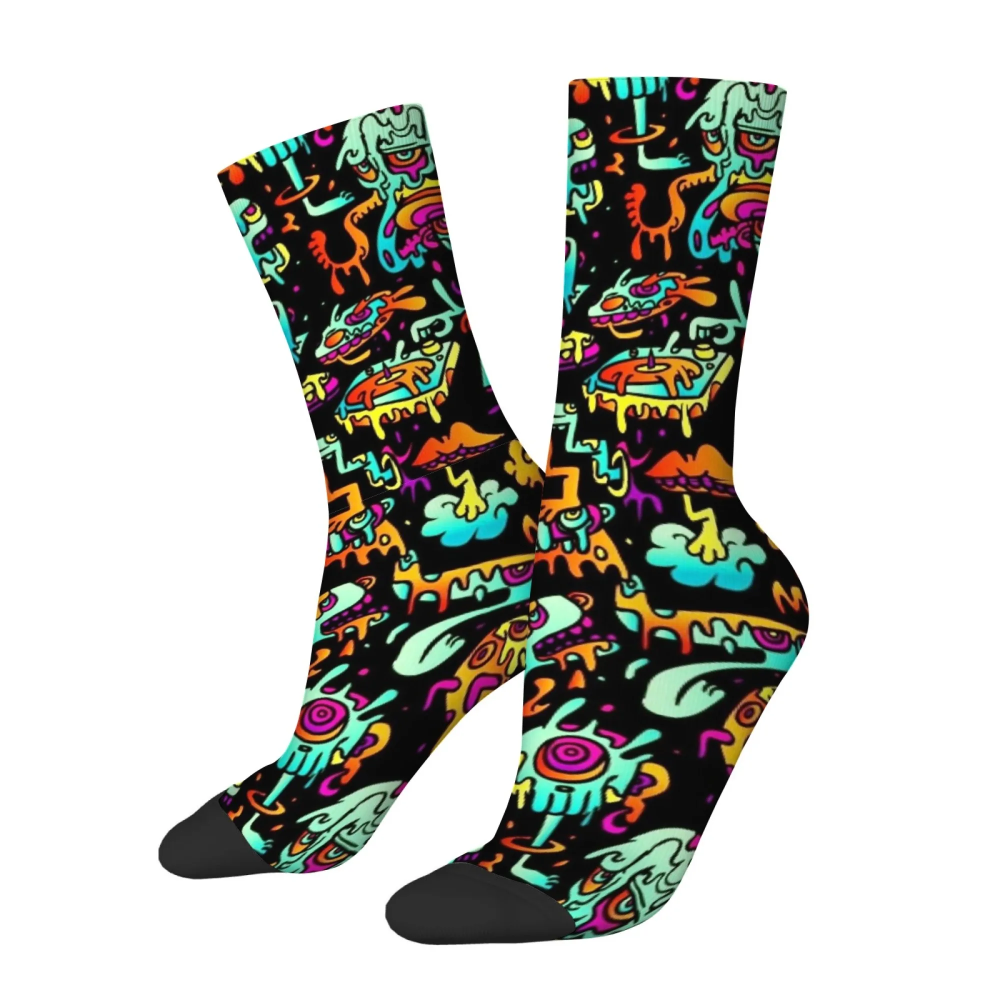 Quirky Stylish Abstract Colorful Men's Socks Soft Breathable and Comfortable Socks Hip-hop Rock-inspired Outdoor Cycling Socks