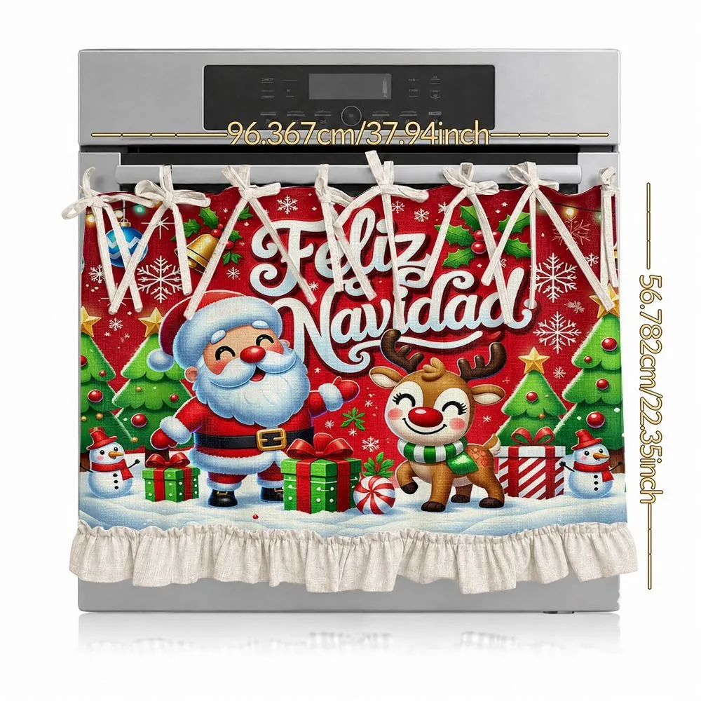 2D Pattern Decorative Curtain Gingerbread Men Design Kitchen Apron Style Skirt Curtain Multifunctional Oven Curtain