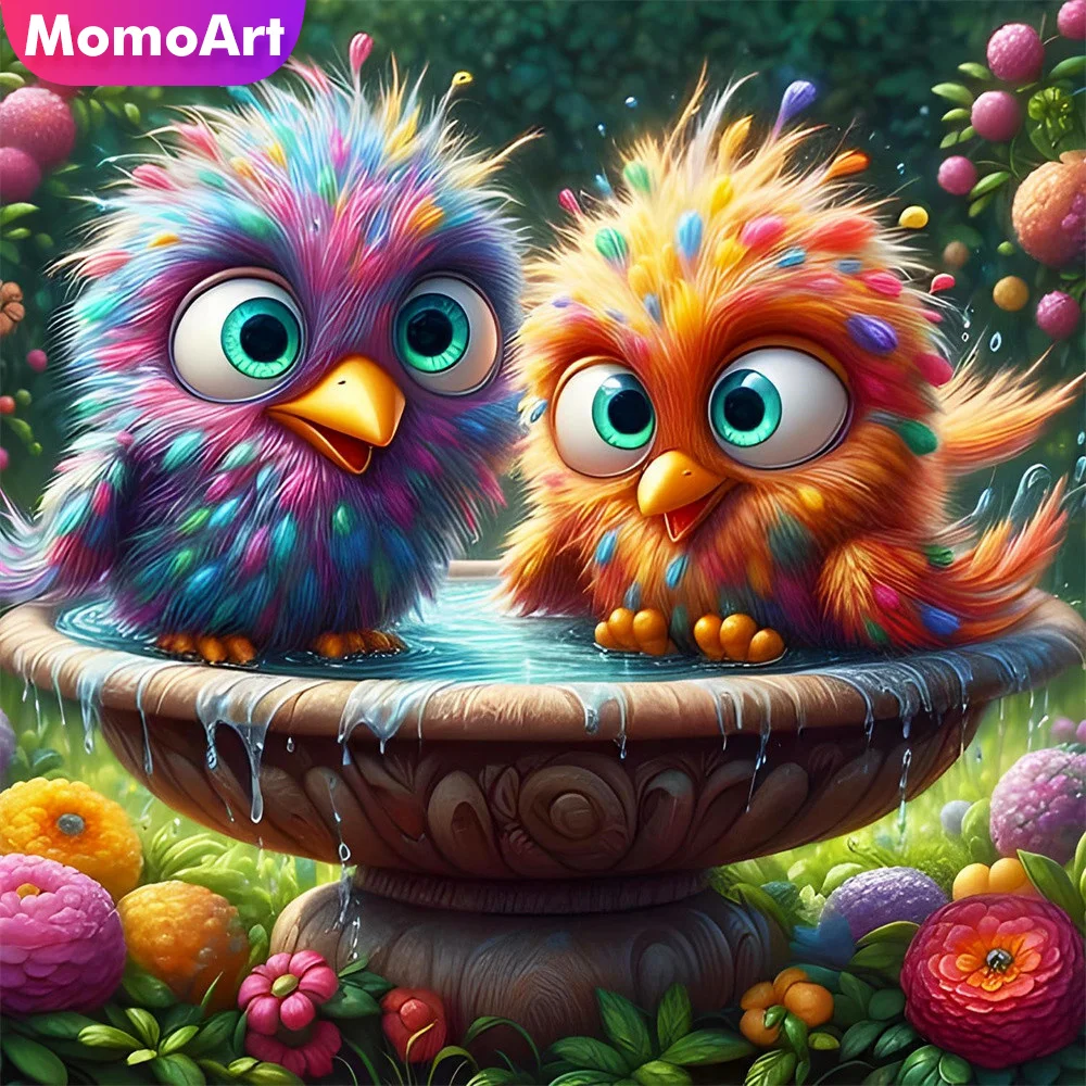 Momoart Vollquadratische Diamant-Stickerei, Vogel- und Tiermotiv, Strass-Bild, Mosaik-Bild, Blumen-Wandkunst für Zuhause und Schlafzimmer