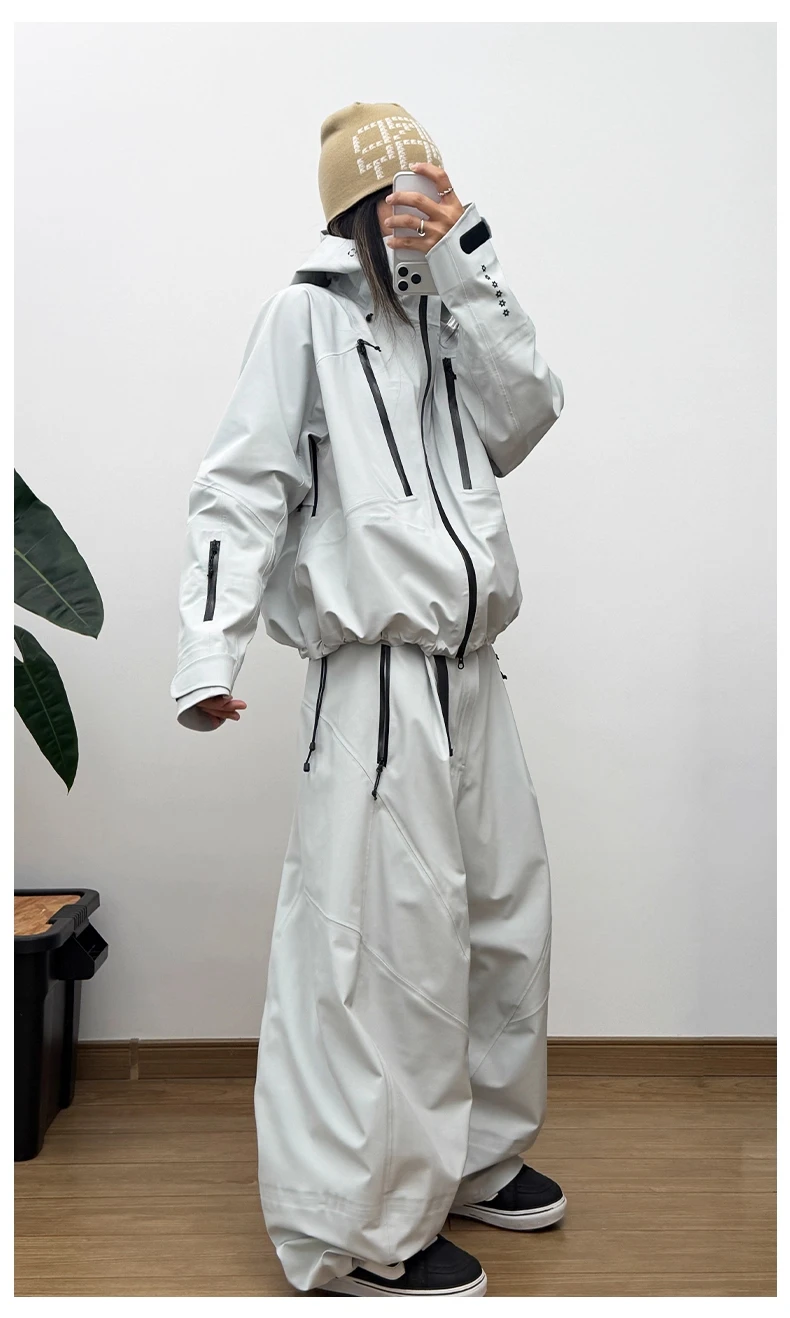John Snow 2025, Unisex-Set aus Hartschalen-Snowboardanzug, 17 Karat wasserdichte Skijacke und Hose, winddichte Ganzbergschale für Männer und Frauen – Detail 10