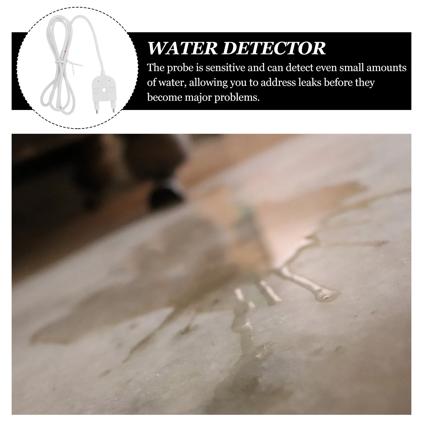 

Water Leak Detection Sensor Probe with Long Cable Reusable for Home and Business Appliances Waterproof Alarm System Tool
