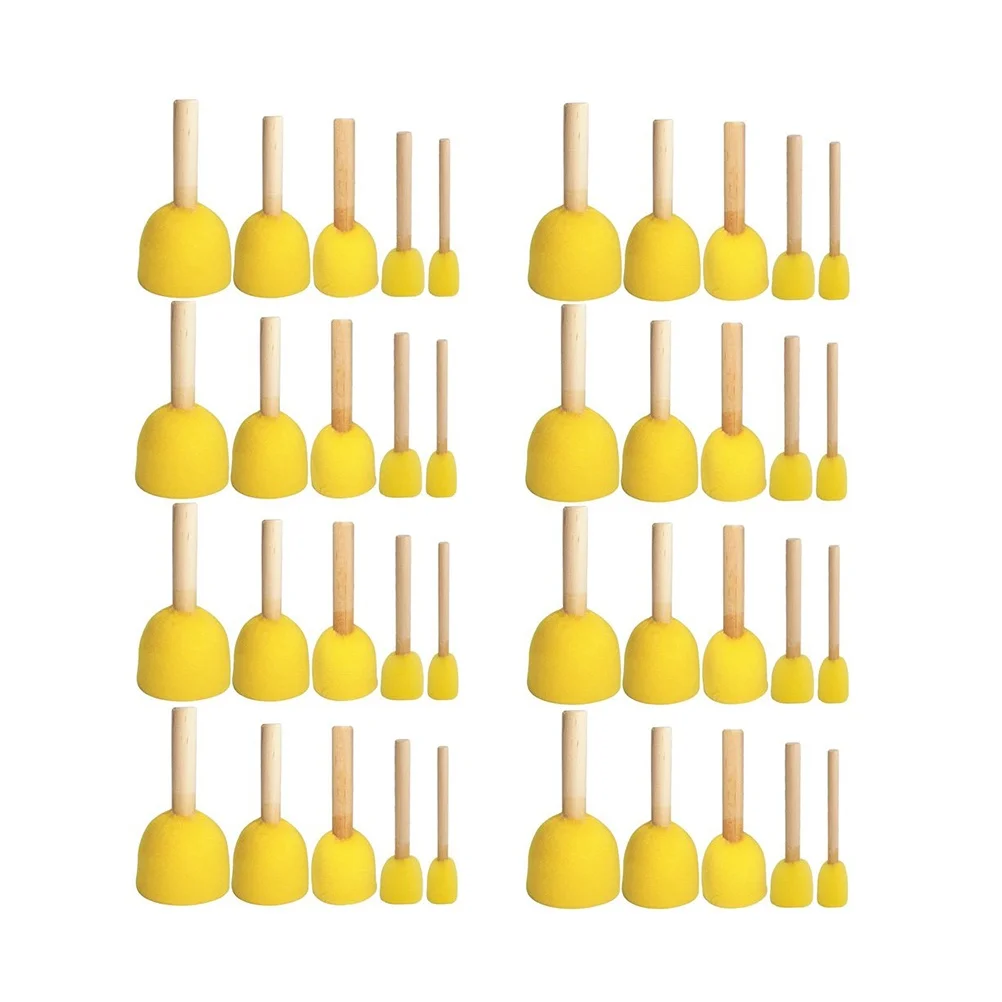 

40pcs Kids Painting Brush Sponge Stippler Child Graffiti Tool Bamboo Foam Brushes Supplies for DIY Craft Projects