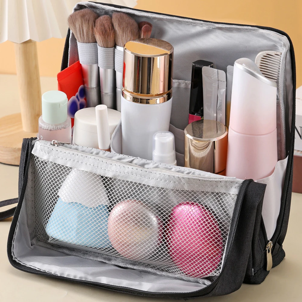 Travel Makeup Bags,Multi-Purpose Oxford Cloth Standing Cosmetic Bag,Make Up Toiletry Bags,Portable Handbag For Women