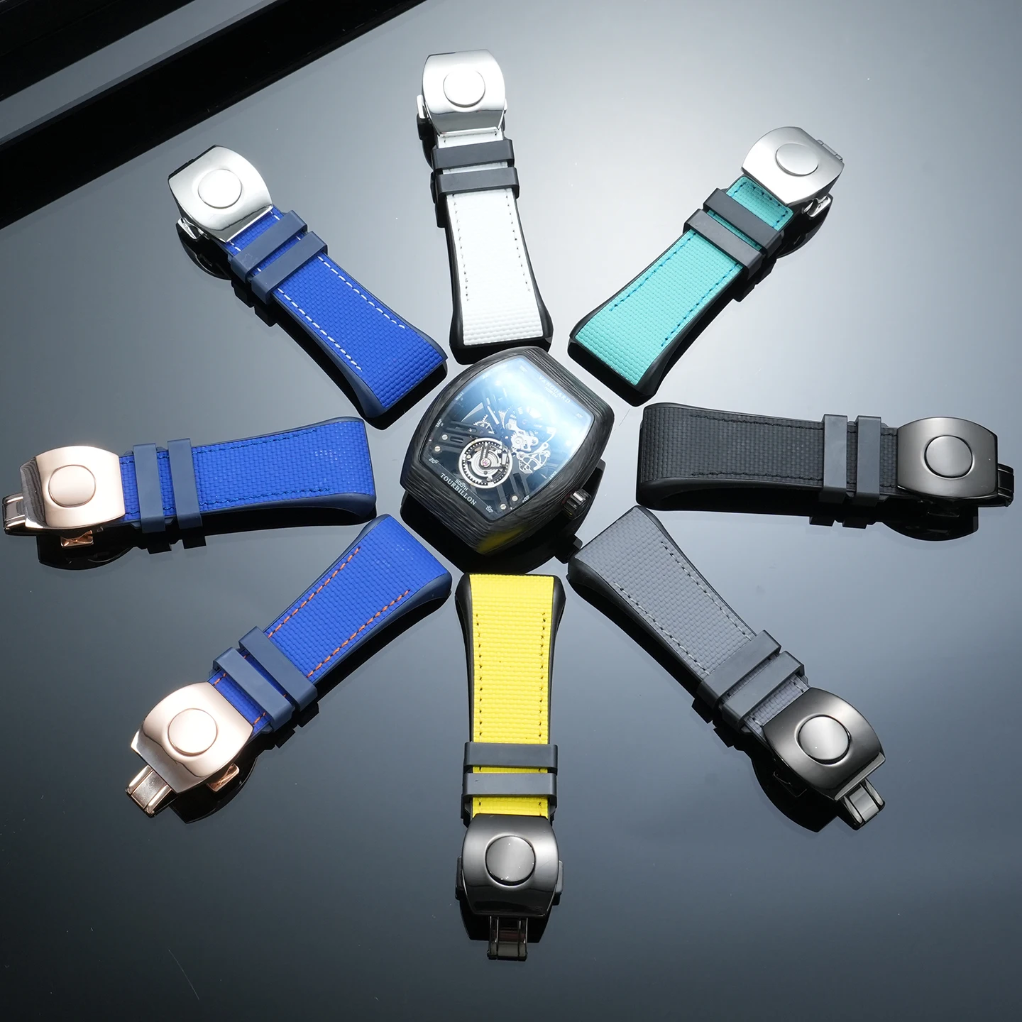 New V45 Series High quality Customize FKM Fluorine Rubber Watch Strap For Franck Muller V45 Watchband Fluororubber band Bracelet