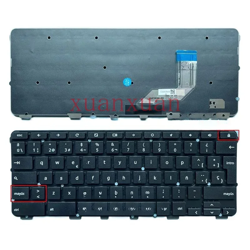 N24 Spanish Keyboard For Lenovo Chromebook 100e 81ER N24 100e 2nd Gen ( 81MA 82CD 81QB 82Q3) 300E 500e N3350 SN21D10343 LCM16K6