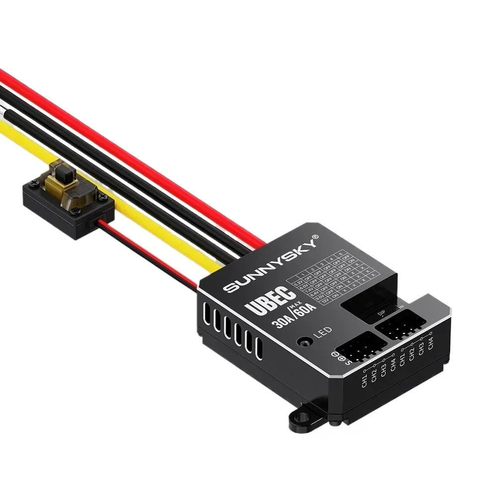 Ultra-Flexible 30A UBEC: 9-80V Wide Input Range, 5.2V-12V Adjustable Output with 8-Channel Parallel Support – RC/Drone Optimized