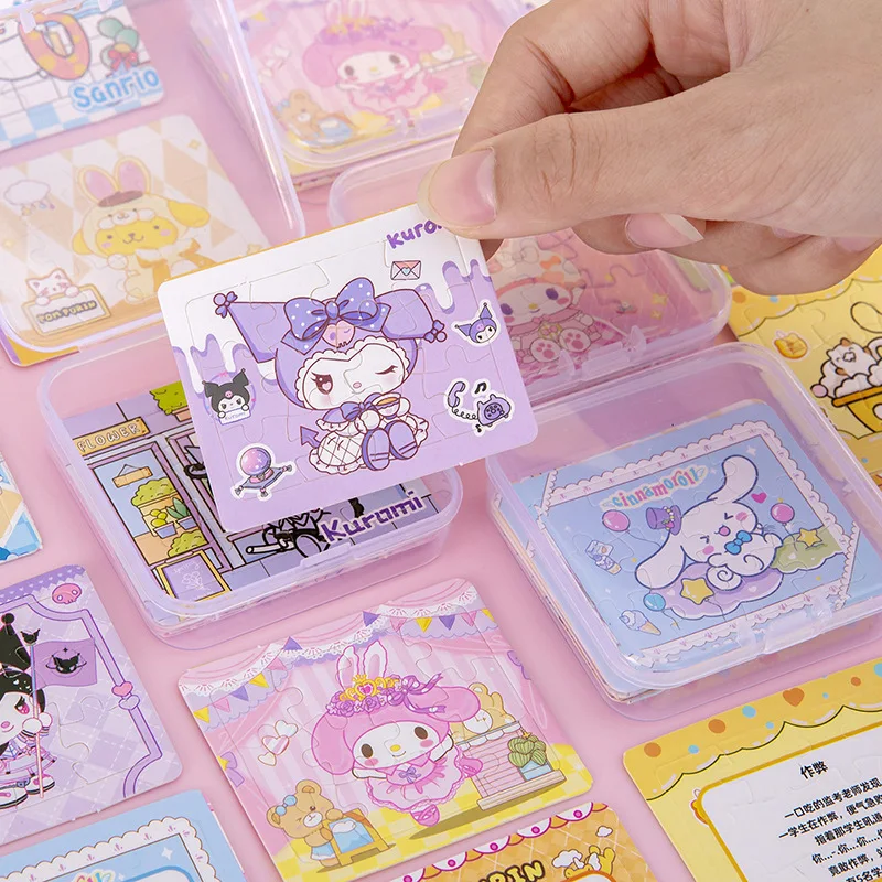 5pcs/Box Cartoon Sanrio Figure Puzzle Hello kitty My Melody Kuromi Cinnamoroll Game Early Learning Educational Toys Kids Gift