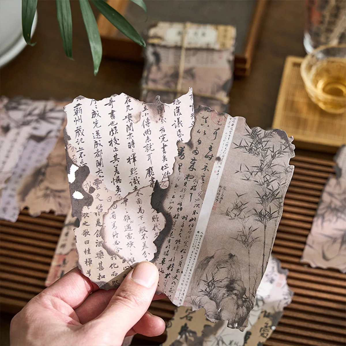 30 PCS Chinese style calligraphy characters hand curtain decorative base material paper handmade diy Diary Background paper