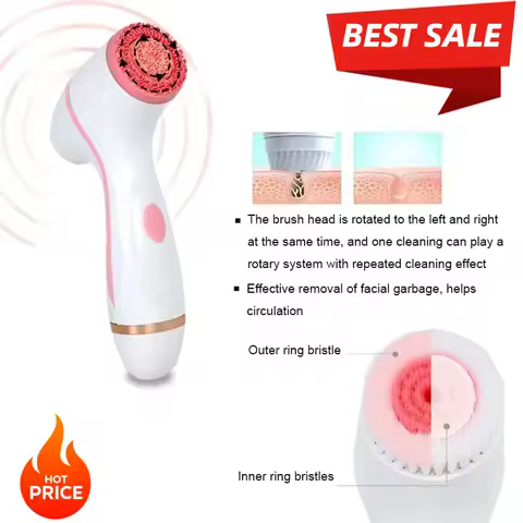 Facial Brush Sonic Rotation and Galvanic Action for Blackhead Removal Gentle on Skin Home Use Face Cleansing Device Rejuvenation