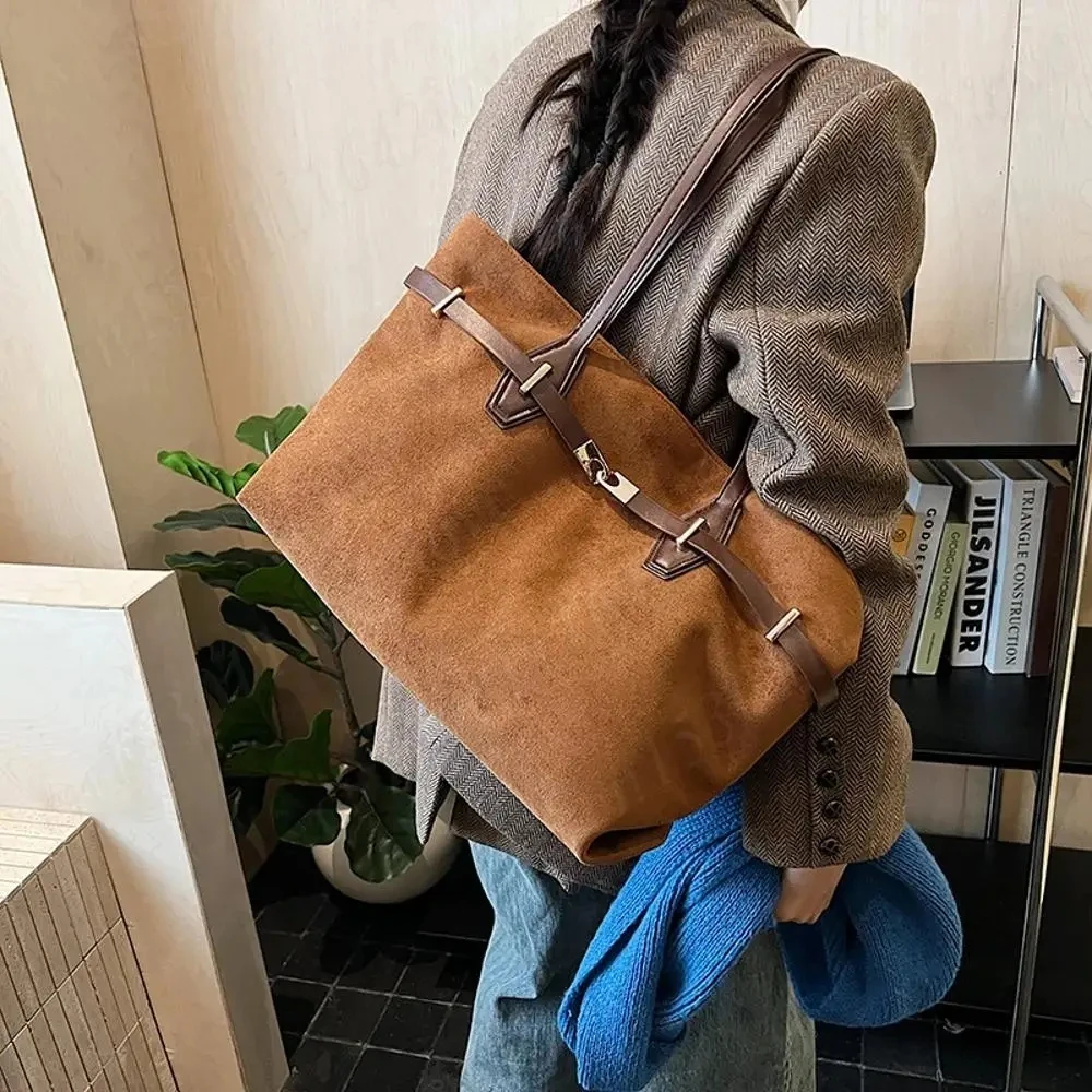 

Осень-зима, матовая кожаная сумка на плечо, большая вместительная матовая сумка с ручками сверху, сумка-тоут из искусственной замши, сумка для покупок под мышками