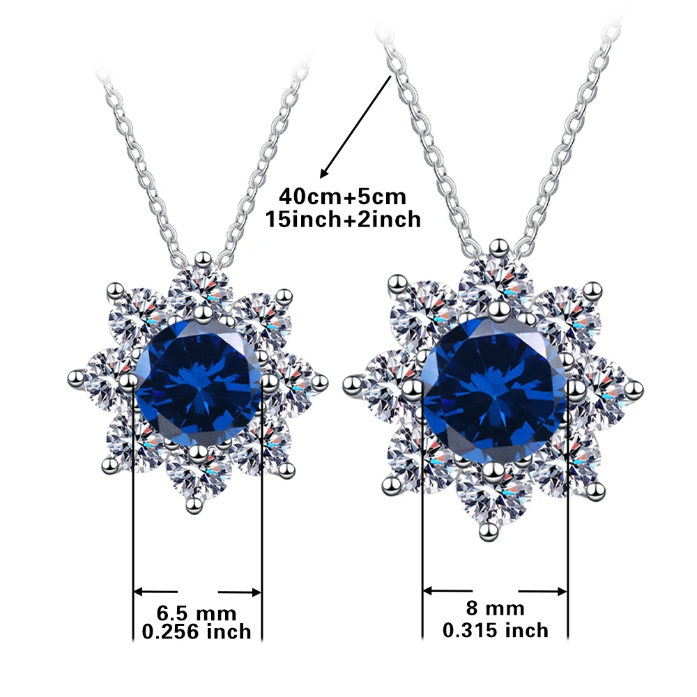 Colgante de girasol de circonita azul tanzanita chapada en platino de plata S925 con incrustaciones, hermoso collar de cadena de clavícula, regalos para mujer