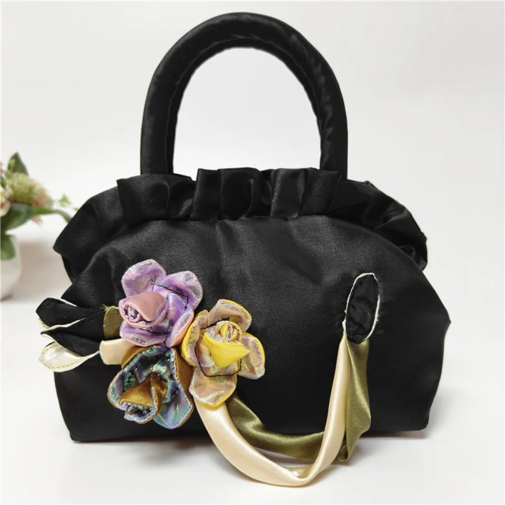 Silk Top Handle Handbag Fashion Dacron Coin Purse Mini Carrying Bag