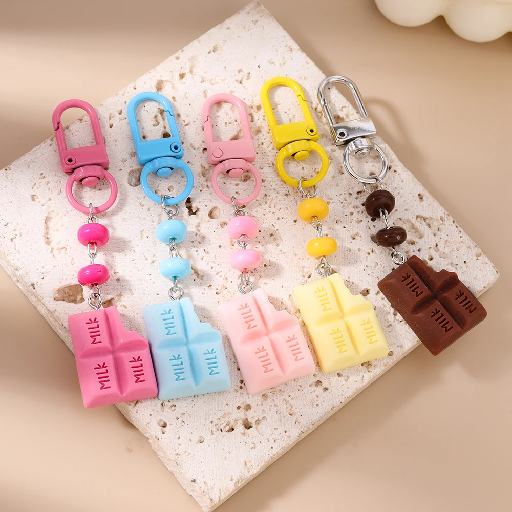 Aihua lindo llavero de resina de Chocolate mujeres niñas llavero colgantes para decoración de bolso DIY llavero hecho a mano regalo de joyería de cumpleaños