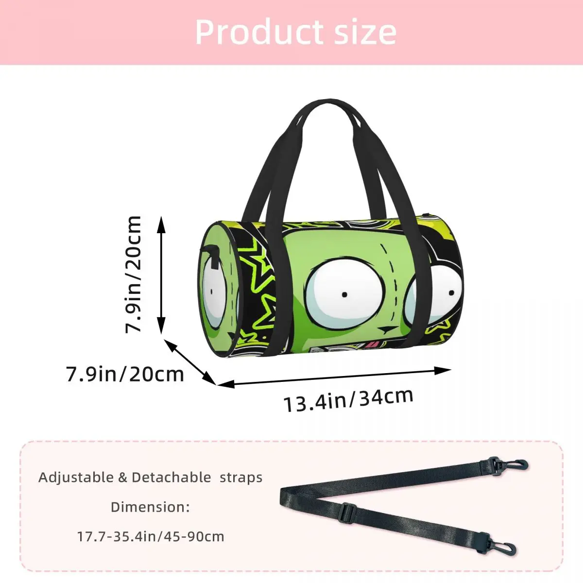 Invader Zim Madness Luggage Bag Multi-Functional Duffle Tote Bag Handbags Gym Bags Fitness Bag for Boys Girls
