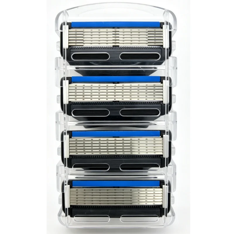 6CR13 Stainless Steel 6 Layer Razor Refill Cartridges 4Pcs/Box Men Shaver Blades With Lubricating Strip Compatible With Mach Ser