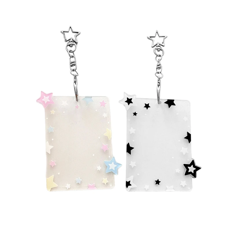 1Pc Flash Star Camera Deck Keychain,Black Color Love Bean Small Card Display Pendant,Kpop Idol Star Small Card Protective Cover