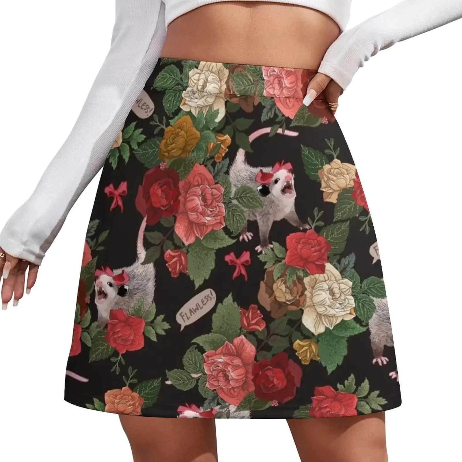 

Opossum Floral Pattern (with text) Mini Skirt shorts skirt sets fashion