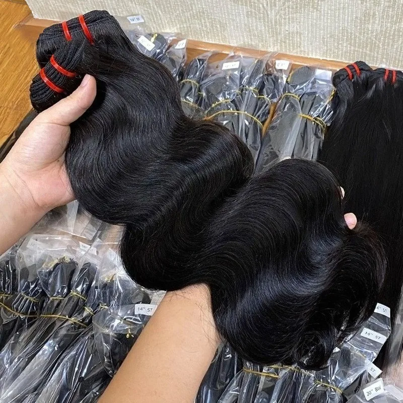 

30Inch Super Double Drawn Natural Color Bone Straight and Body Wave Human Hair Weaving Bundle/1pc Soft Thick Texture Breathable