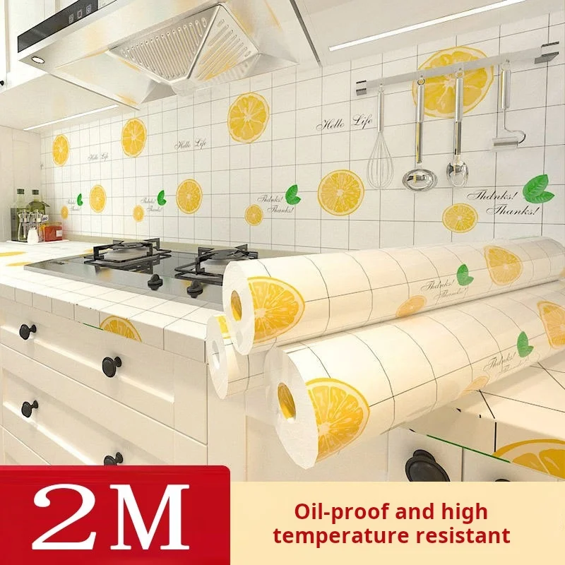 

2M Kitchen Stickers Oil Resistant High Temperature Resistant Household Wall Decoration Wallpaper Waterproof And Moisture-Proof