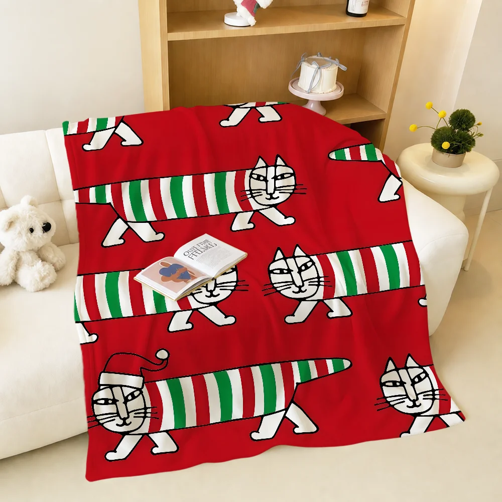 Fashion Lion Cat Cute Fun L-Lisa L-Larson Christmas Warm Soft Plush Blanket Sofa Living Room Nap Home Bedroom Gift Flannel Hogar