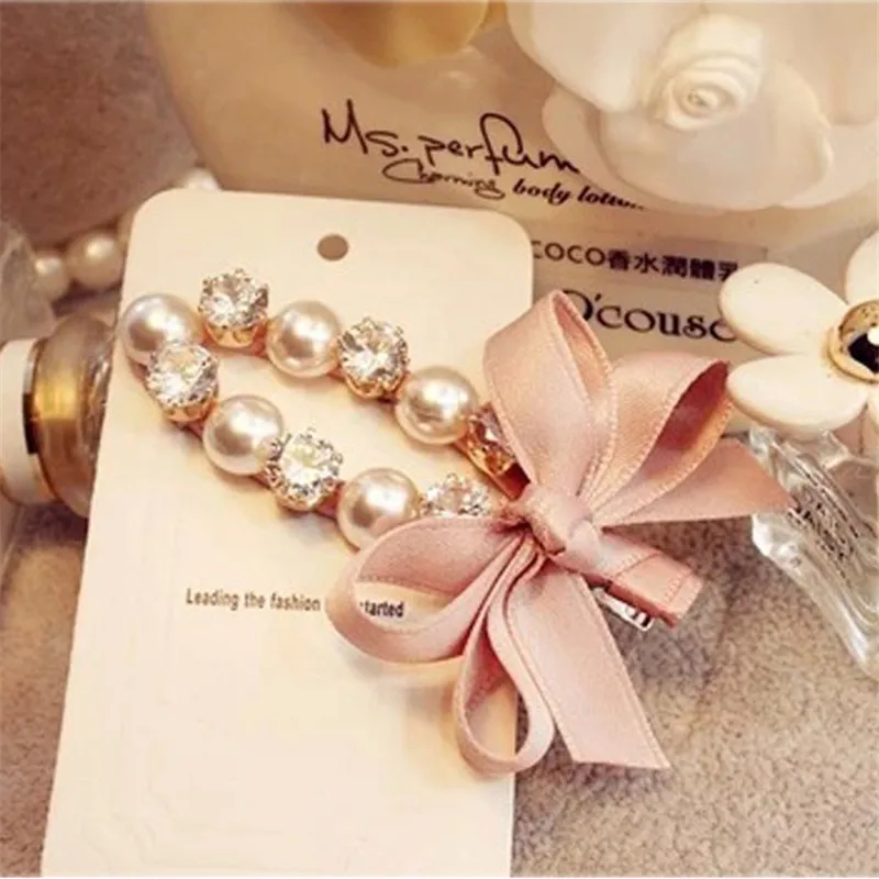 

hairclip for women Imitation pearl bobby pin zircon hairpin glass stone hair jewelry new style side clip girl headwear