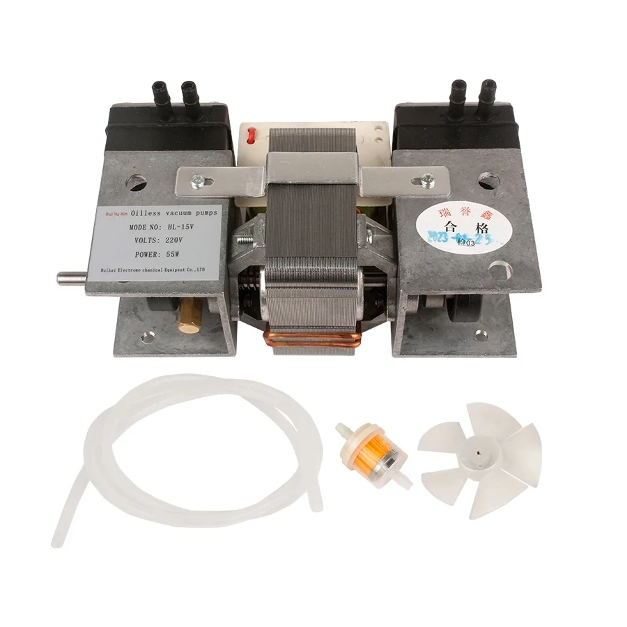 مضخة تفريغ خالية من الزيت 220 فولت مضخة هواء صغيرة مضخة مكبس مزدوجة الرأس ضغط سلبي عالي كتم مضخة تفريغ 110 فولت