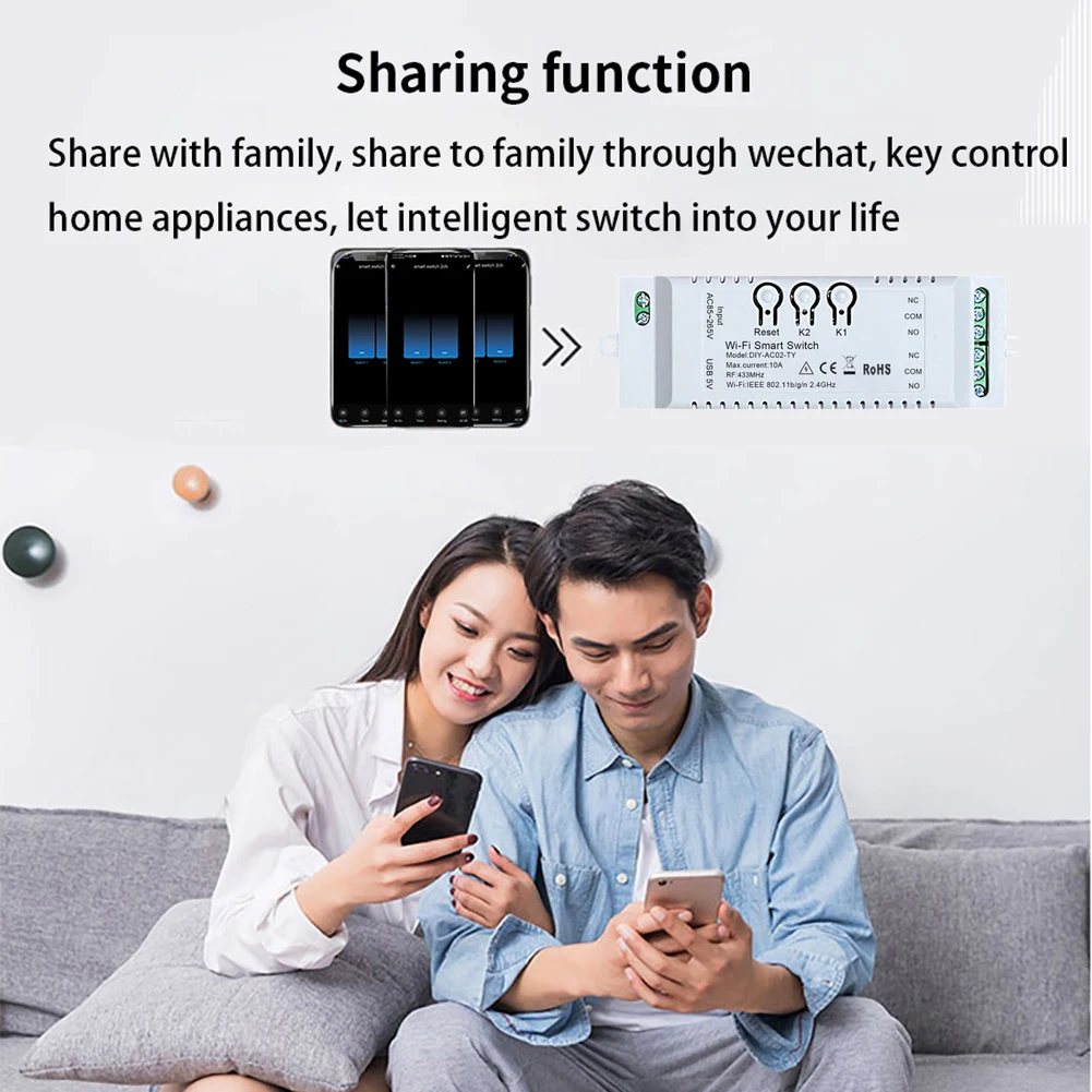 

7-32 В/85-265 В модуль беспроводного переключателя Wi-Fi работает с Alexa Google Home модуль умного переключателя приложение Smart Life 2CH RF 433 МГц