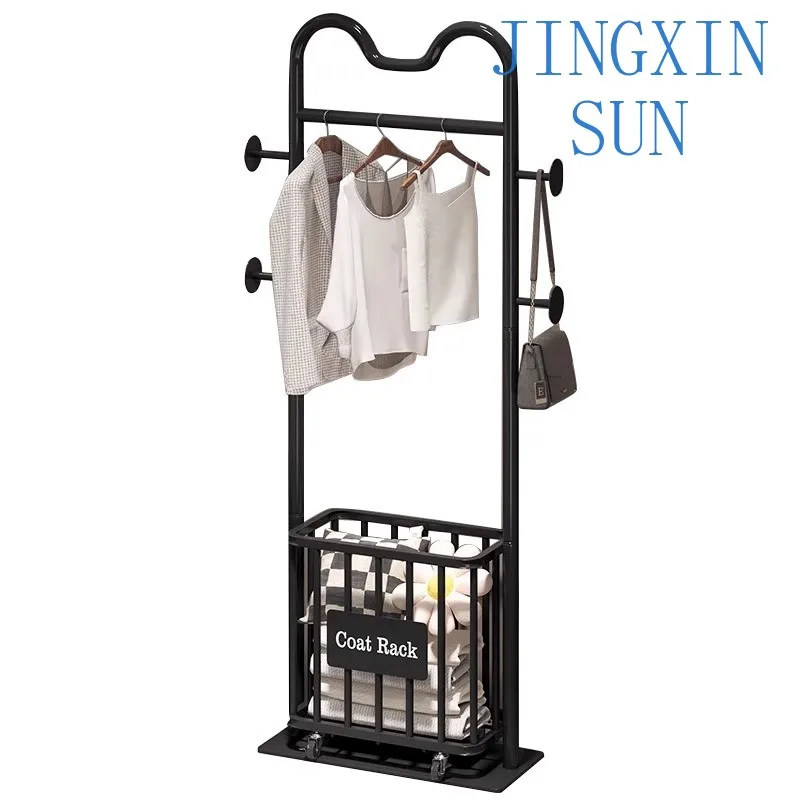 Coat rack Floor-to-ceiling bedroom removable dirty clothes basket Vertical hanging clothes rack hanging bag rack