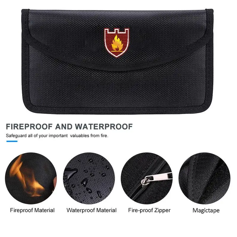 Fireproof Waterproof Document Bag Portable Envelope File Folder Cash Pouch SignalBlocking Bag Safe Money Bag For Home Office