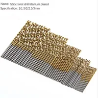 50Pcs Professional Titanium Coated Drill Bits High Speed Steel Drill Bits Set Tool Electric Drill Woodwork Drill 1/1.5/2/2.5/3mm 4