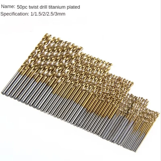 50Pcs Professional Titanium Coated Drill Bits High Speed Steel Drill Bits Set Tool Electric Drill Woodwork Drill 1/1.5/2/2.5/3mm 4 50Pcs Professional Titanium Coated Drill Bits High Speed Steel Drill Bits Set Tool Electric Drill Woodwork Drill 1/1.5/2/2.5/3mm 4