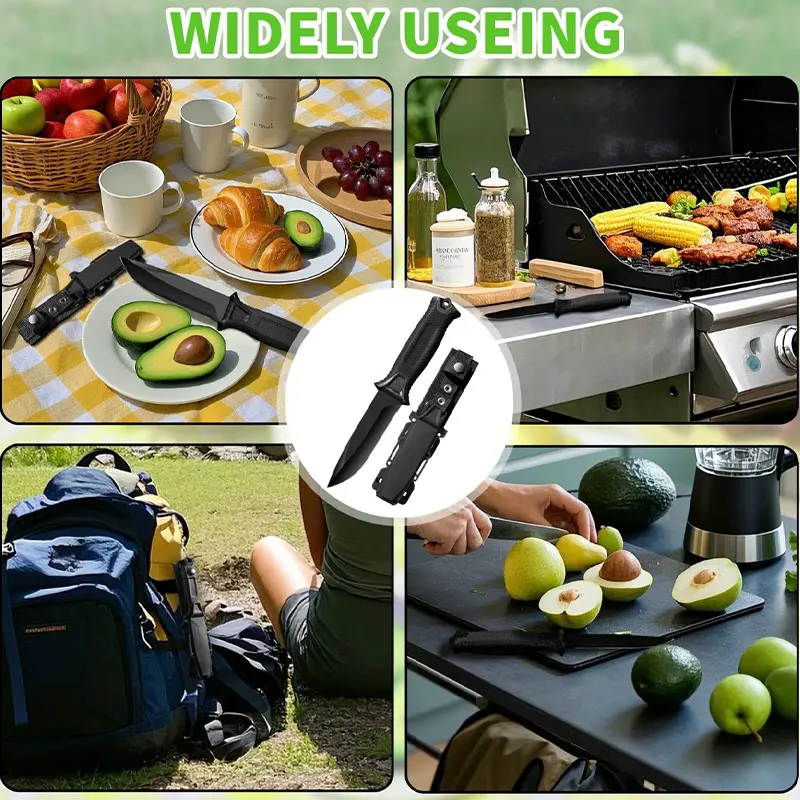 Portable multi-functional fruit knife, scabbed tactical knife, suitable for camping, outdoor barbecues and fishing image 2